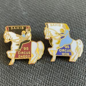 Sahib Shrine Circus Mom and Dad Pin 1995 Collectors Pins with Backs Great Cond.